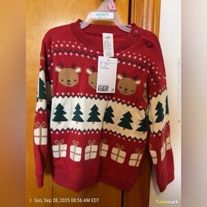 H&M Festive Red Sweater with Reindeer Motif